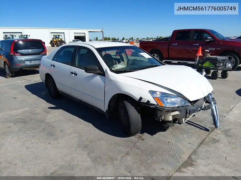 HONDA ACCORD 2007, VIN JHMCM561776005749