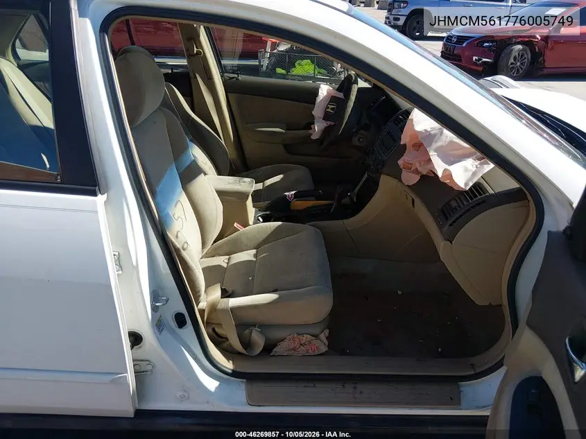 2007 HONDA ACCORD VIN JHMCM561776005749 — фото 5