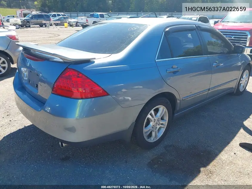 2007 HONDA ACCORD VIN 1HGCM56337A022659 — фото 4