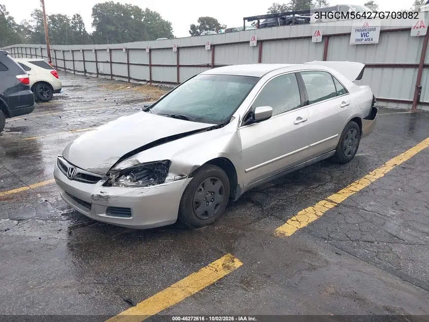 2007 HONDA ACCORD VIN 3HGCM56427G703082 — фото 2