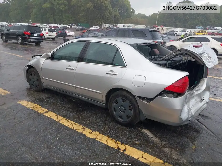 2007 HONDA ACCORD VIN 3HGCM56427G703082 — фото 3
