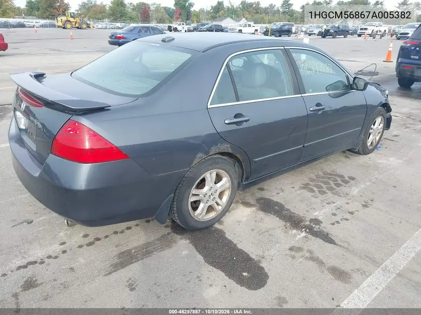 2007 HONDA ACCORD VIN 1HGCM56867A005382 — фото 4