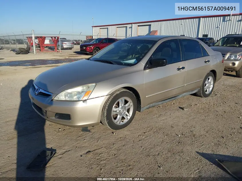 2007 HONDA ACCORD VIN 1HGCM56157A009491 — фото 2