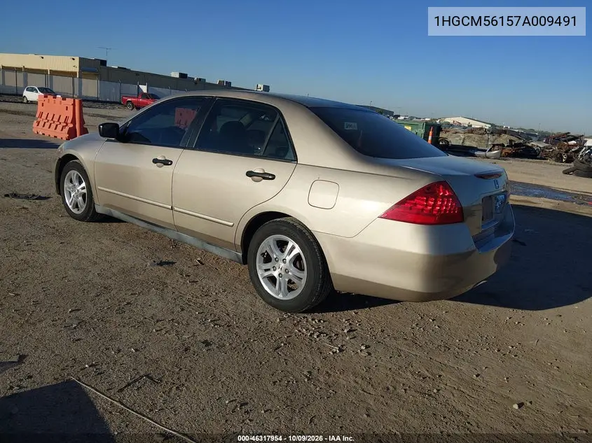 2007 HONDA ACCORD VIN 1HGCM56157A009491 — фото 3