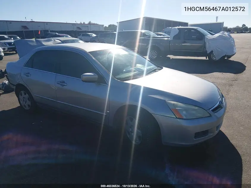 HONDA ACCORD 2007, VIN 1HGCM56467A012572