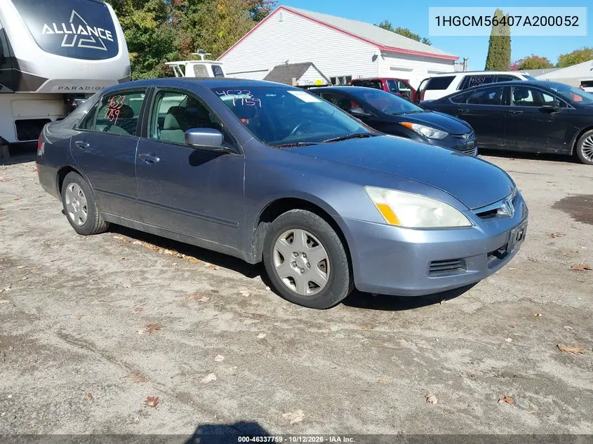 HONDA ACCORD 2007, VIN 1HGCM56407A200052