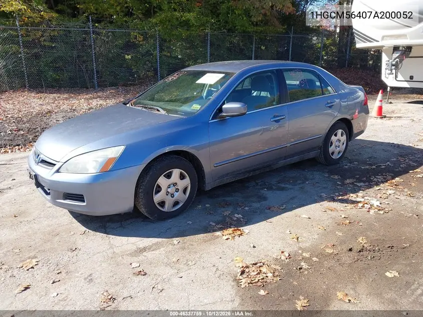 2007 HONDA ACCORD VIN 1HGCM56407A200052 — фото 2