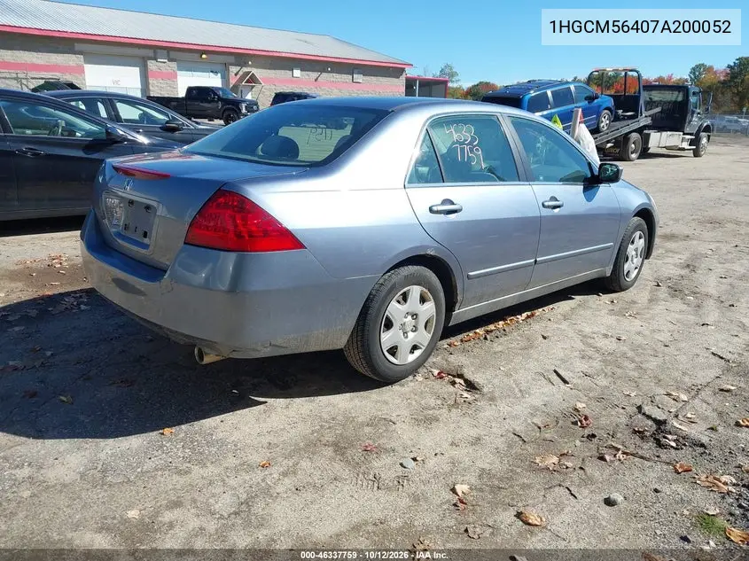 2007 HONDA ACCORD VIN 1HGCM56407A200052 — фото 4