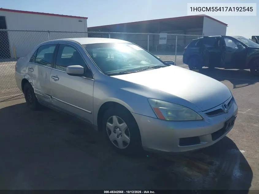 HONDA ACCORD 2007, VIN 1HGCM55417A192545