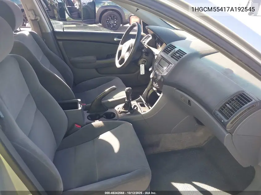 2007 HONDA ACCORD VIN 1HGCM55417A192545 — фото 5