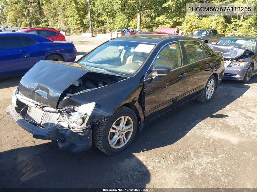 2007 HONDA ACCORD VIN 1HGCM56767A113265 — фото 2