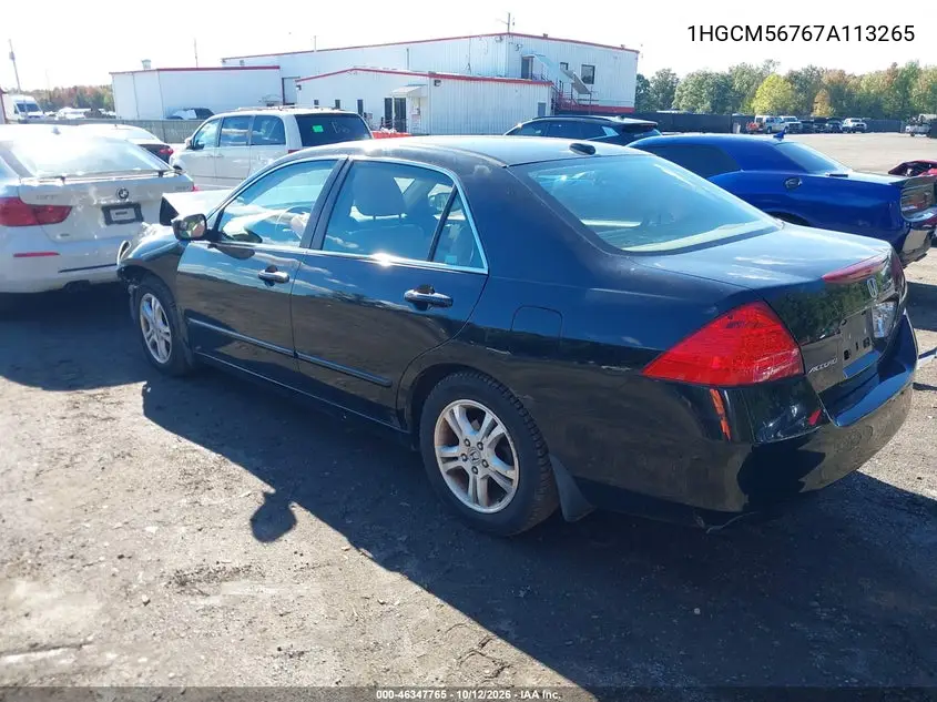 2007 HONDA ACCORD VIN 1HGCM56767A113265 — фото 3
