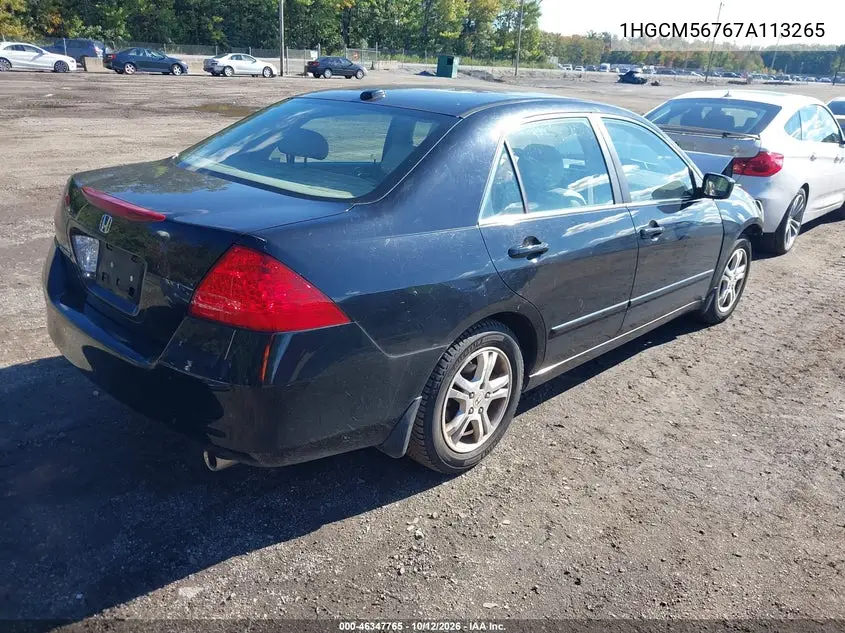 2007 HONDA ACCORD VIN 1HGCM56767A113265 — фото 4