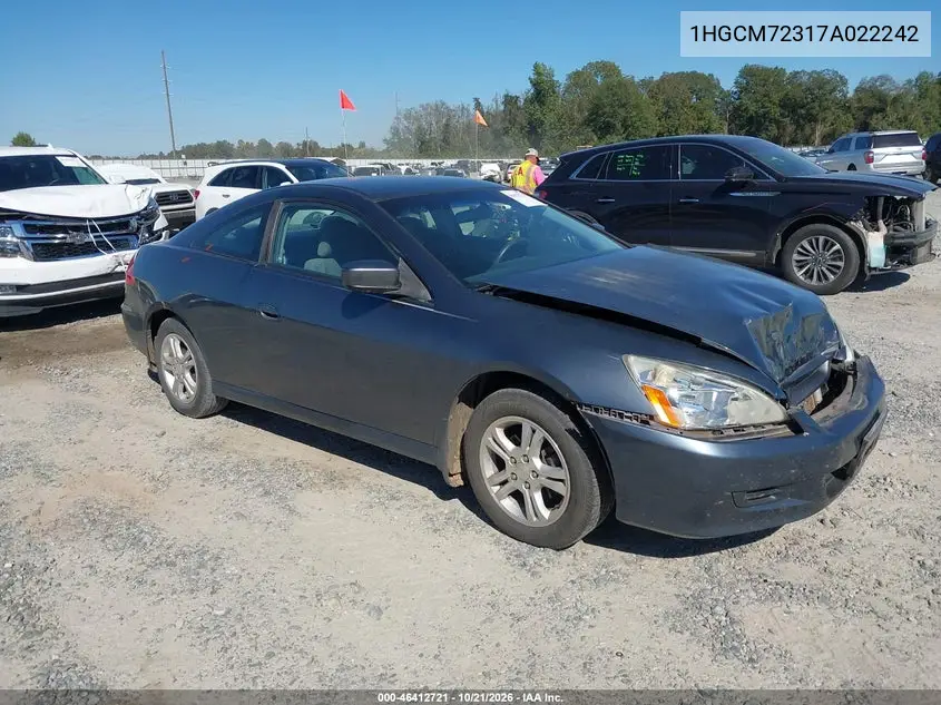 HONDA ACCORD 2007, VIN 1HGCM72317A022242