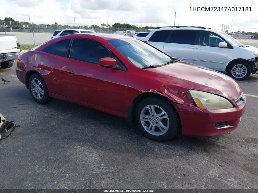 HONDA ACCORD 2007, VIN 1HGCM72347A017181