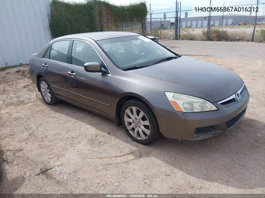 HONDA ACCORD 2007, VIN 1HGCM66867A016212