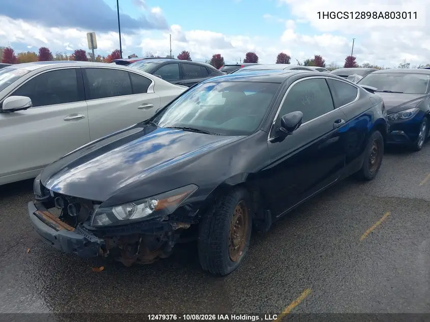 2008 HONDA ACCORD VIN 1HGCS12898A803011 — фото 2