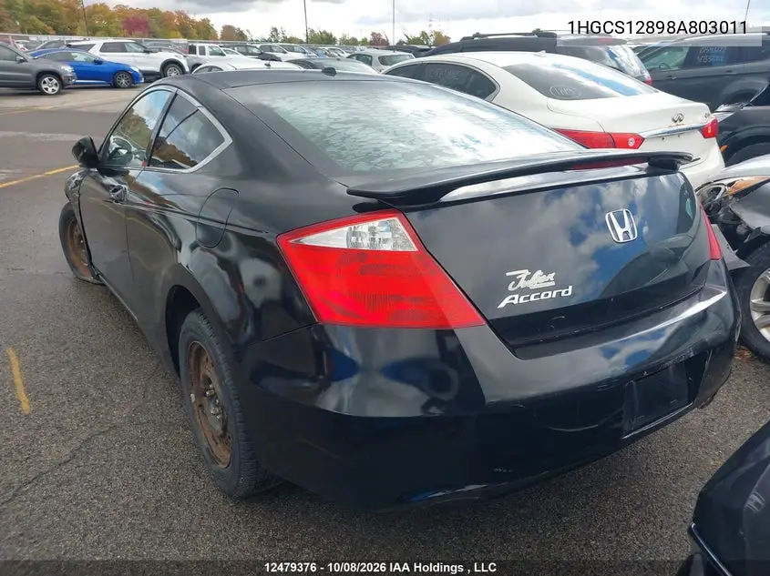 2008 HONDA ACCORD VIN 1HGCS12898A803011 — фото 3
