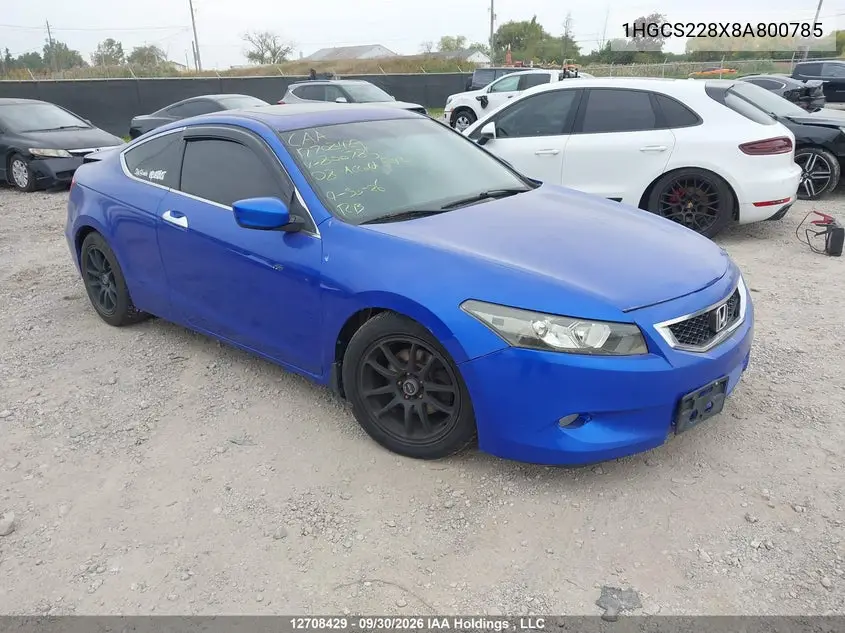 HONDA ACCORD 2008, VIN 1HGCS228X8A800785