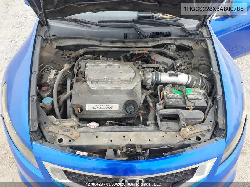2008 HONDA ACCORD VIN 1HGCS228X8A800785 — фото 10