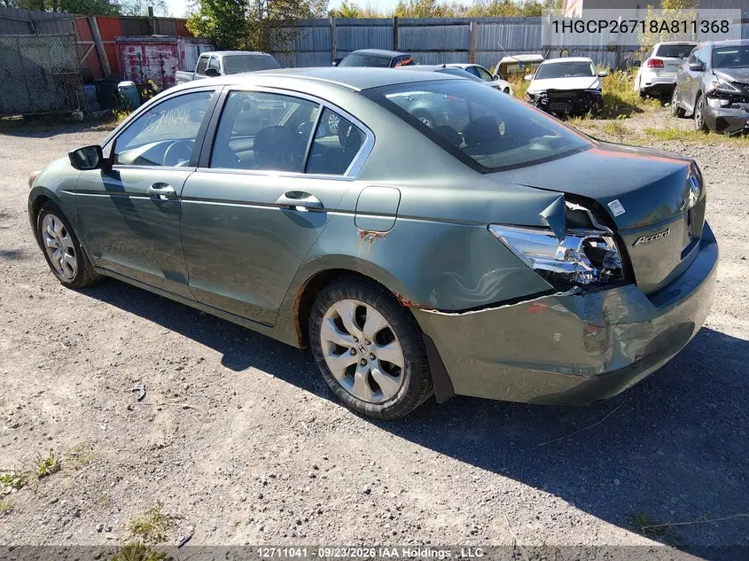 2008 HONDA ACCORD VIN 1HGCP26718A811368 — фото 3