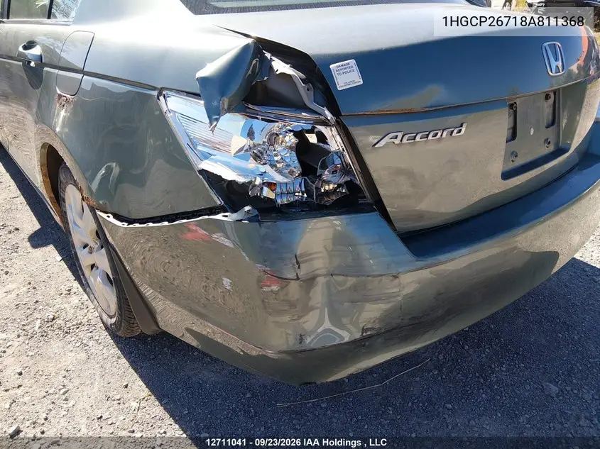 2008 HONDA ACCORD VIN 1HGCP26718A811368 — фото 6