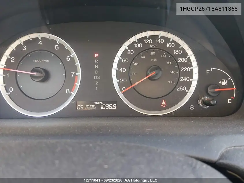 2008 HONDA ACCORD VIN 1HGCP26718A811368 — фото 7