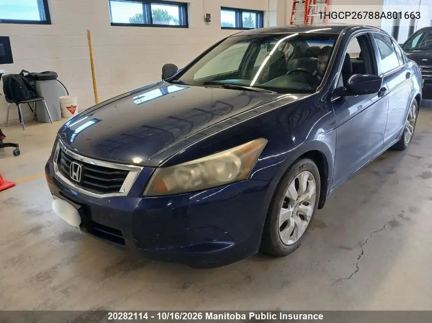 HONDA ACCORD 2008, VIN 1HGCP26788A801663