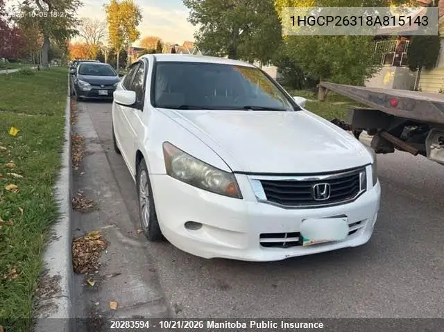 HONDA ACCORD 2008, VIN 1HGCP26318A815143