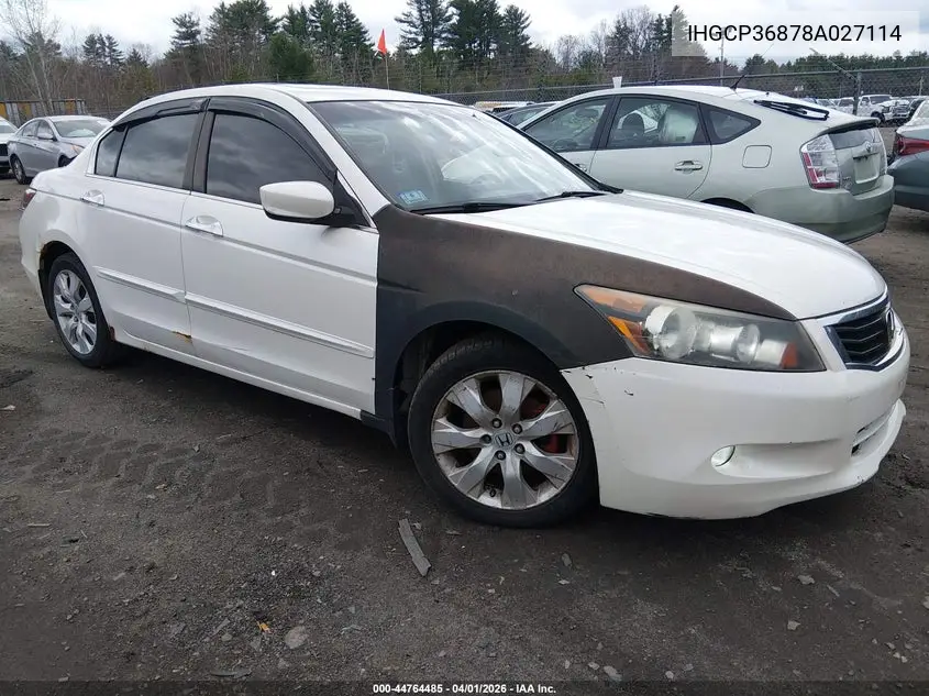 HONDA ACCORD 2008, VIN 1HGCP36878A027114