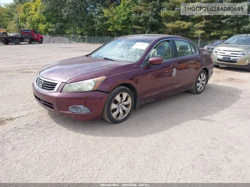 2008 HONDA ACCORD VIN 1HGCP26828A040685 — фото 2