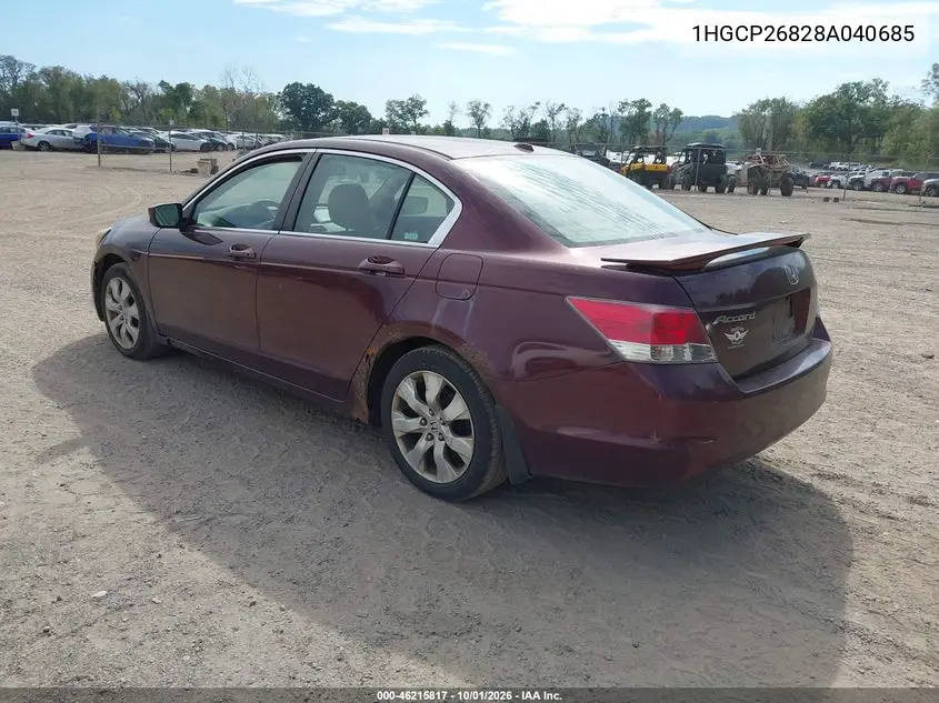 2008 HONDA ACCORD VIN 1HGCP26828A040685 — фото 3