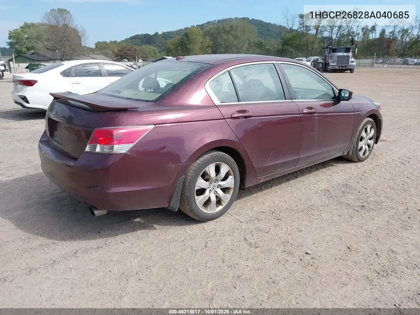 2008 HONDA ACCORD VIN 1HGCP26828A040685 — фото 4