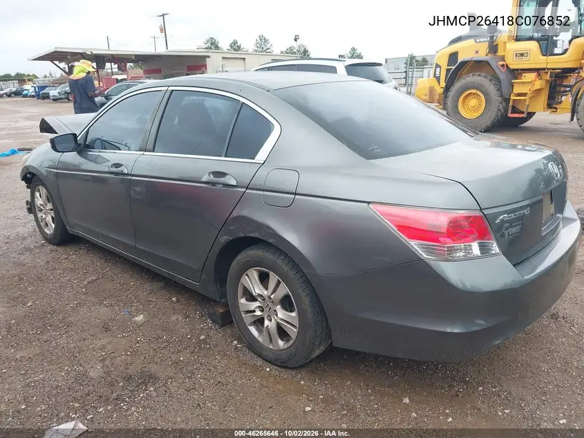 2008 HONDA ACCORD VIN JHMCP26418C076852 — фото 3