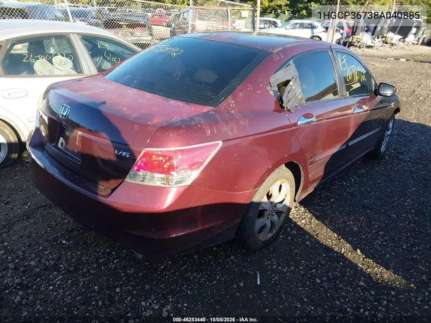 2008 HONDA ACCORD VIN 1HGCP36738A040885 — фото 4