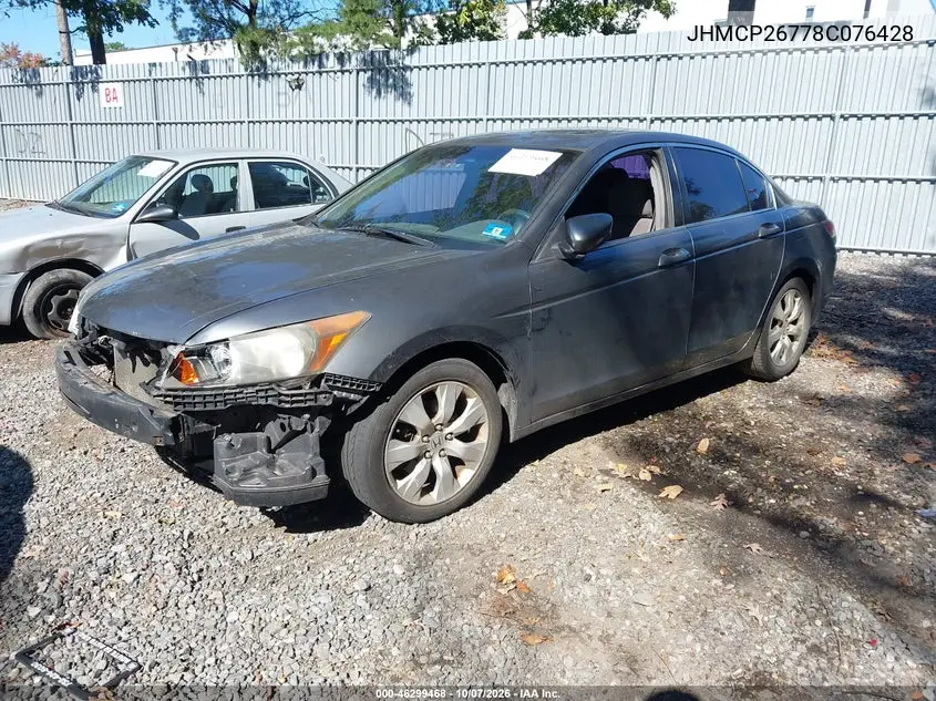 2008 HONDA ACCORD VIN JHMCP26778C076428 — фото 2