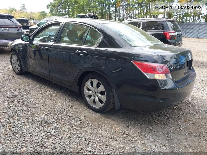 2008 HONDA ACCORD VIN 1HGCP26708A034892 — фото 3