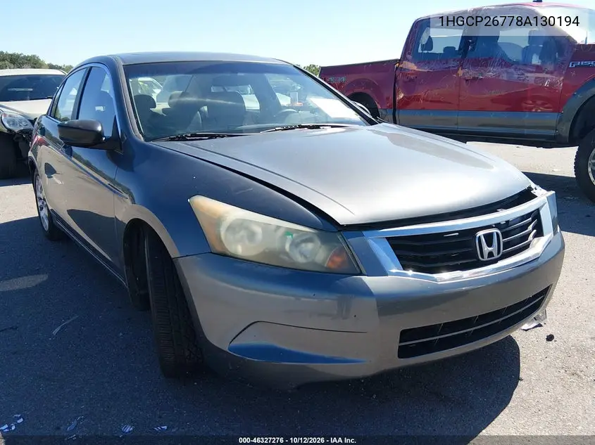 HONDA ACCORD 2008, VIN 1HGCP26778A130194