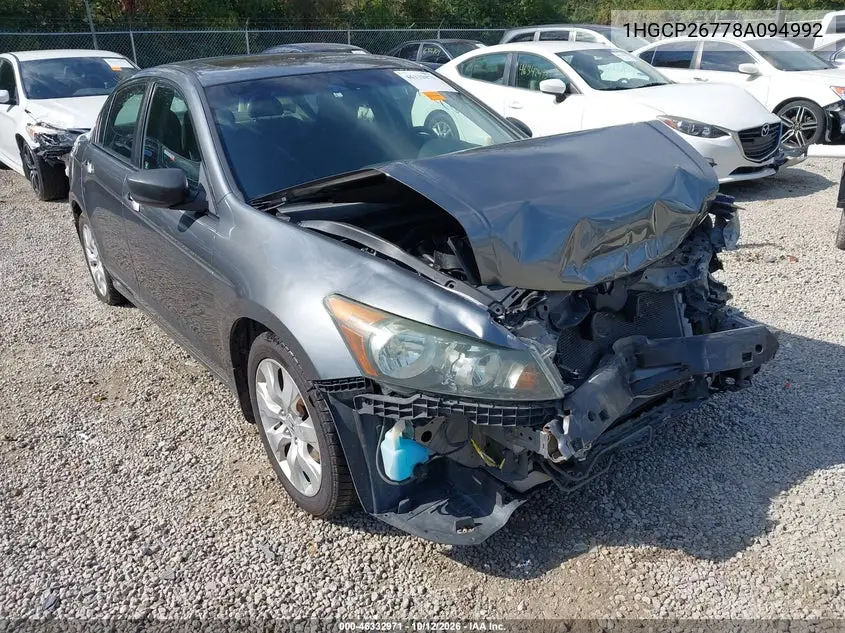 HONDA ACCORD 2008, VIN 1HGCP26778A094992