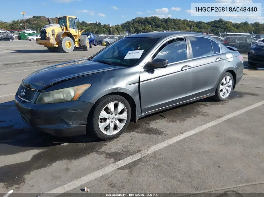 2008 HONDA ACCORD VIN 1HGCP26818A048440 — фото 2