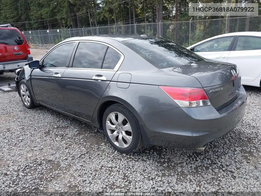 2008 HONDA ACCORD VIN 1HGCP36818A079922 — фото 3