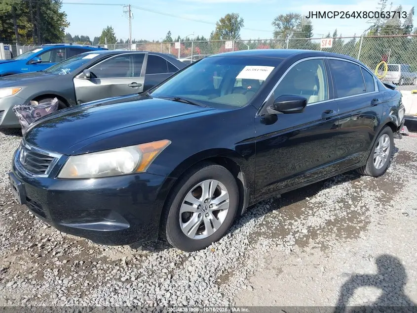 2008 HONDA ACCORD VIN JHMCP264X8C063713 — фото 2