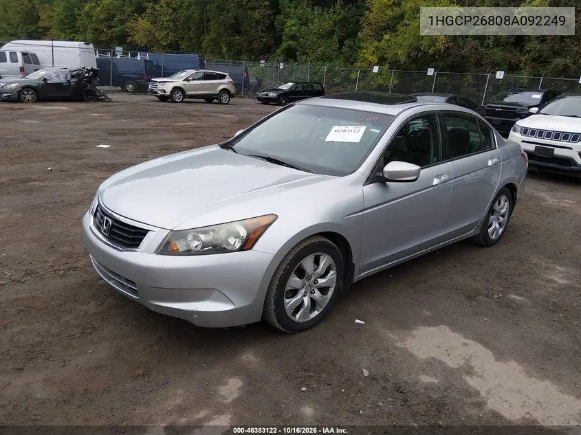 2008 HONDA ACCORD VIN 1HGCP26808A092249 — фото 2