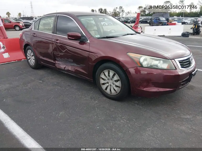 HONDA ACCORD 2008, VIN JHMCP26358C017746