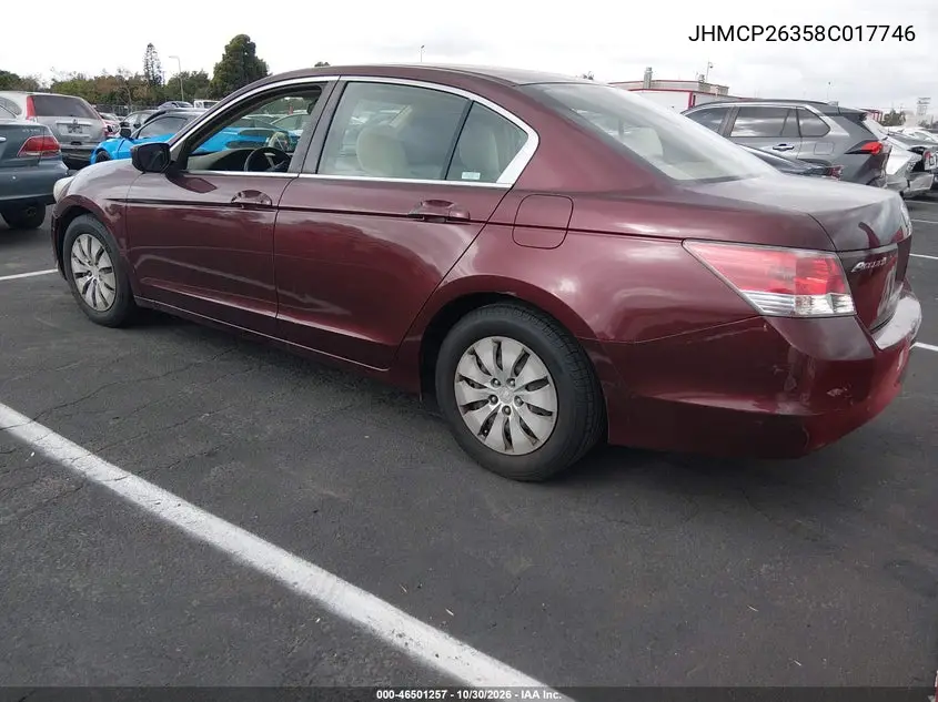 2008 HONDA ACCORD VIN JHMCP26358C017746 — фото 3
