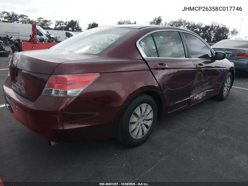 2008 HONDA ACCORD VIN JHMCP26358C017746 — фото 4