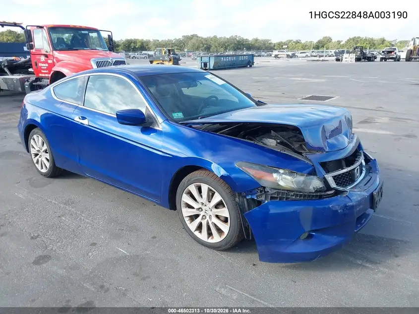 HONDA ACCORD 2008, VIN 1HGCS22848A003190