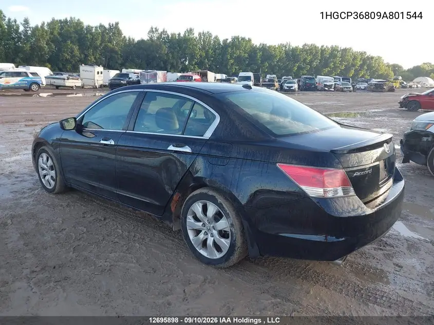 2009 HONDA ACCORD VIN 1HGCP36809A801544 — фото 3