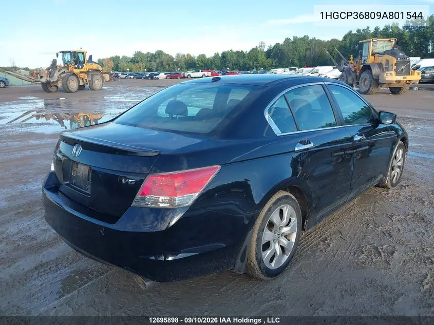 2009 HONDA ACCORD VIN 1HGCP36809A801544 — фото 4