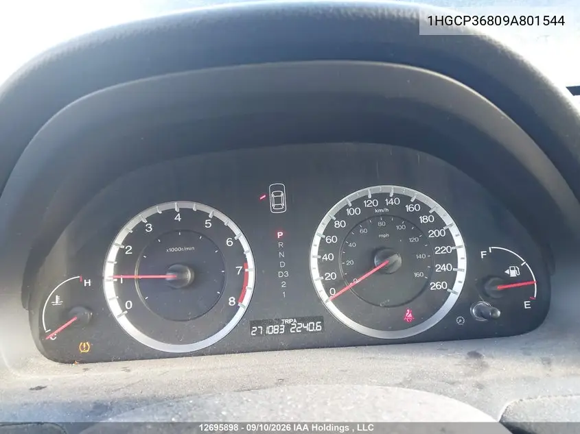 2009 HONDA ACCORD VIN 1HGCP36809A801544 — фото 7